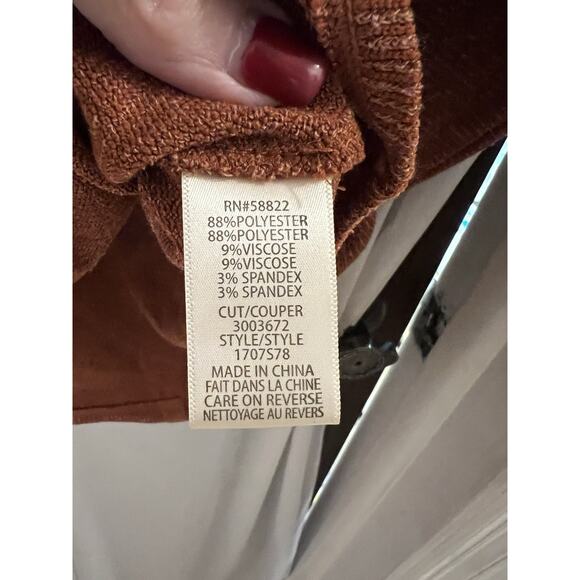 Max Studio Rust Ruched Dolman Sleeve Ribbed Knit Top Sz L NWT - Picture 8 of 9